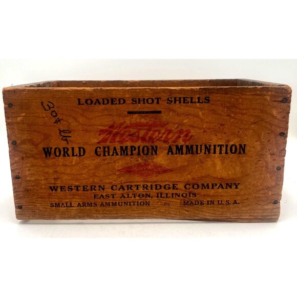 Vintage Western Cartridge Co. Wood Ammo Box 20 GA Shot Shells Rustic - Picture 3 of 6